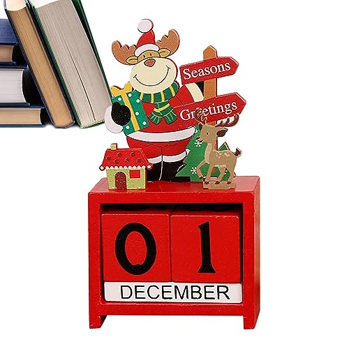 Frifer Weihnachts-Adventskalender aus Holz,Weihnachts-Adventskalenderblock aus Holz | Weihnachts-Holzkalender-Fotografie-Requisiten für Feiertagsrestaurants von Frifer