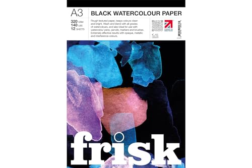 Frisk 23194003 A3 schwarzes Aquarellpapierblock, Papier von Frisk