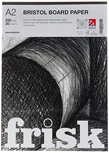 Frisk Bristol Board Bastelpapier, DIN A2, 280 g, Weiß, 20 Blatt von Frisk