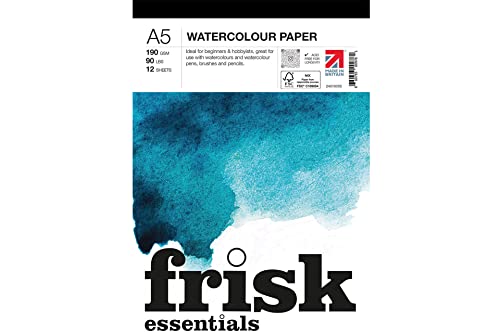 Frisk Essentials Aquarellpapier, 190 g/m², 12 Blatt, A5, Weiß von Frisk