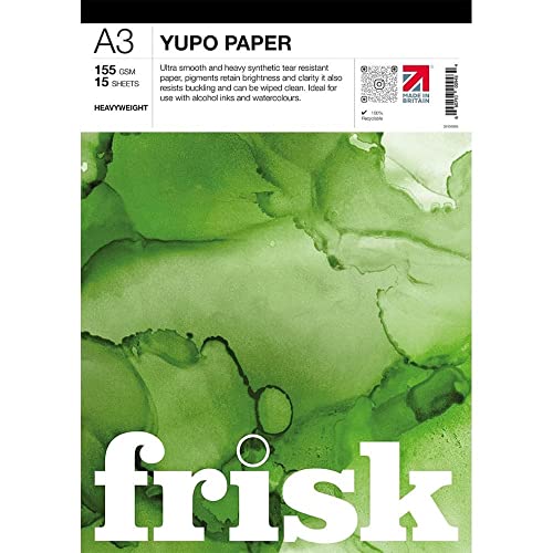 Frisk Yupo Papierblock, schwer, 155 g/m², 15 Blatt, A3, Weiß von Frisk