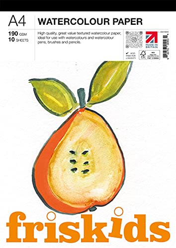 Friskids IDS Aquarellblock, 190 g/m², 10 Blatt, A4, Weiß von Friskids