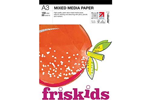 Friskids ids Mixed Media Block, 150 g/m², 20 Blatt, A3, Weiß von Friskids