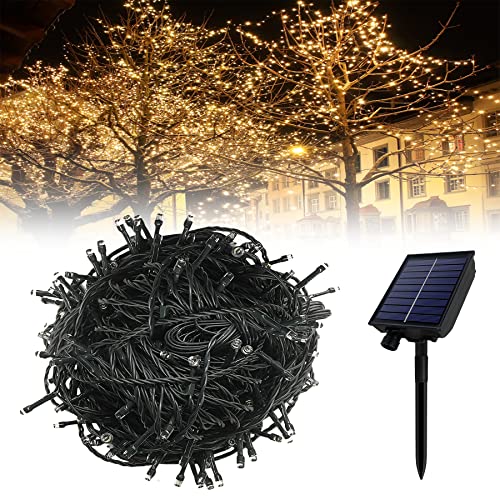 Froadp 100m LED Solar Lichterkette Aussen Weihnachtsbeleuchtung 1000 LEDs Lichterketten Vorhang mit Fernbedienung und 8 Leuchtmodi WarmWeiß Lampenkette für Innen Garten Hochzeit Weihnachten Party von Froadp