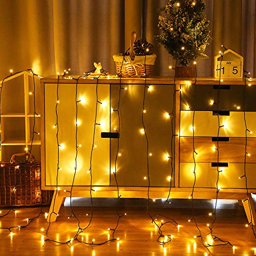 Froadp 30m LED Außen Lichterkette Weihnachtsbeleuchtung IP44 Wasserdichte 8 Modi Vorhang String Lichte Dekoration für Weihnachten Halloween Hochzeit Party oder Stimmung Lichter(Warmweiß) von Froadp