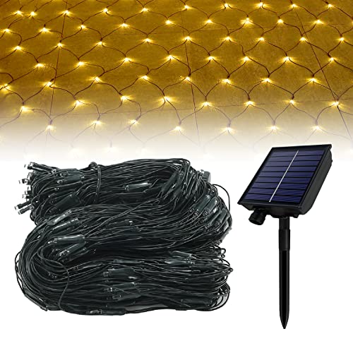 Froadp LED Lichternetz Solar Lichterkette Aussen 3x2m Weihnachtsbeleuchtung 250 LEDs Lichterketten Vorhang mit Fernbedienung und 8 Leuchtmodi WarmWeiß Fairy Lights für Innen Außen Garten Party von Froadp