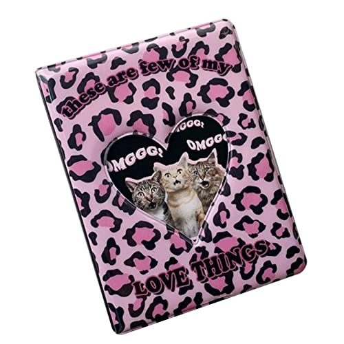 Froiny 1pc 3 Inch Cat Collect Books 20pcs Sleeves Bags Leopard Hollowed Heart Storage Card Album Postcards Collect Organizer von Froiny