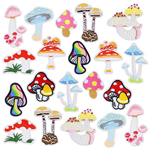 20 Stücke Pilz Patches Bügeln Auf Für Kleidung, Mini Pilz Aufkleber Patches Diy Pilz Stickerei Patch Nähen Handwerk Dekoration von Froiny