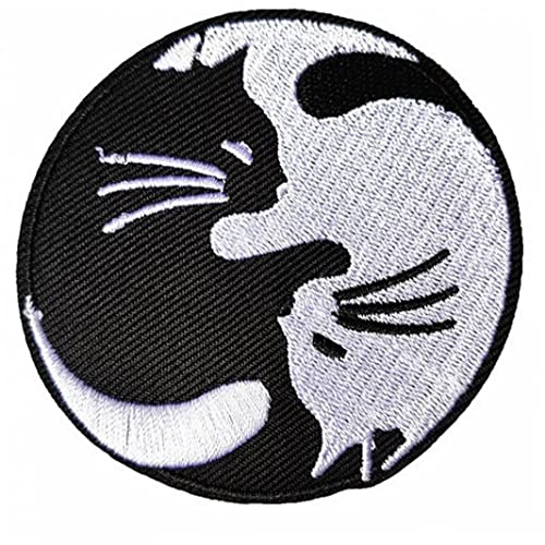 Bügeleisen Auf Patches Schwarz-weiß-katzen-aufkleber Nette Diy-kleidung Patches Stickerei Applique Für Nähen Kleidung Tasche Schuhe von Froiny