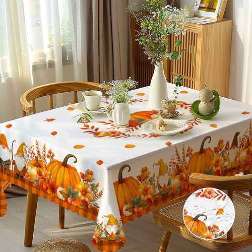 Tischdecke Outdoor Abwaschbar, Gartentischdecke Wetterfest Abwischbare Tischdecke Rechteckig 110x140 cm, Herbst Kürbis Ahornblätter Tischdecken Wasserdicht Tischtuch für Draußen Halloween Thanksgiving von Frostify