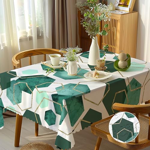 Tischdecke Outdoor Rechteckig 110x140 cm, Grün Marmor Tischdecke Abwaschbar, Gartentischdecke Wetterfest Wasserdicht Fleckschutz Tischtuch aus Polyester Tischdecken für Küche Esszimmer Hochzeit Party von Frostify