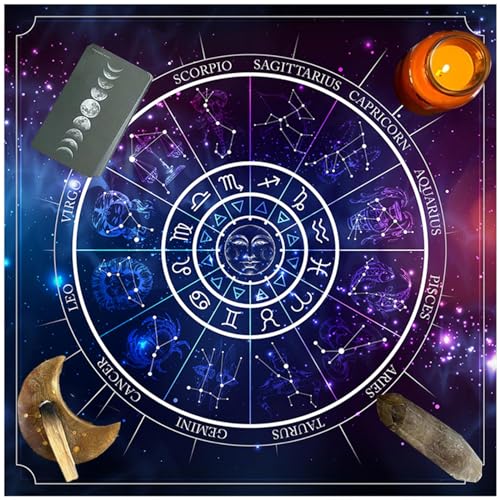 Frotox Quadratisches Biber Tarot Altartuch Brettspiel Pad Astrologische Orakel Pad Tischdecke Kartenmatte Wahrsagungs Tischdecke Wahrsagerei Tischdecke Altartuch Tarot Karten Tischdeck Tuch von Frotox