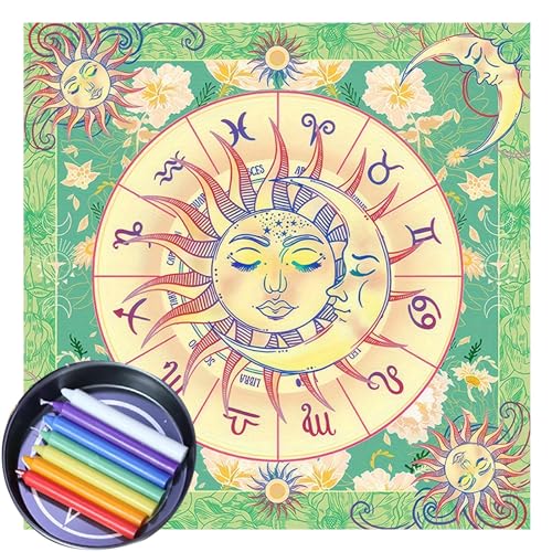 Frotox Tarot Tischdecke Wahrsagerei Tischdecke Orakel Brettspielmatte Quadratische Altar Tischdecke Wahrsagerei Tischdecke Altar Tuch Tarot Karten Tischdeck Tuch von Frotox