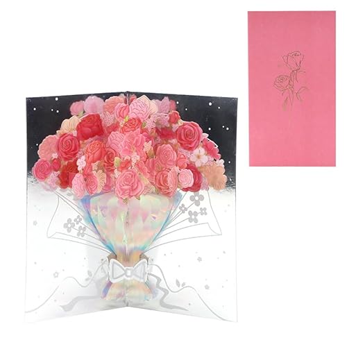 Papierblumen Grußkarte Hohle Geschnitzte Rosenkarte 3D Geburtstag Jahrestag Festliche Grußkarte von Frotox