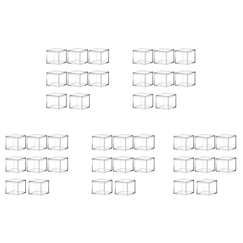 Frsoinor 40 Stück transparente quadratische Schmuckschatullen aus Acryl-Kunststoff, Mini-Aufbewahrungsbox mit Deckel, quadratischer Mini-Behälter, 120 ml von Frsoinor