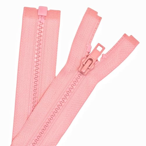 Frundoo 2 Stück Reißverschluss Plastik Zähne Nr.5 Mittelgrob Teilbar für Jacken (Rosa 2Stk., 30cm) von Frundoo