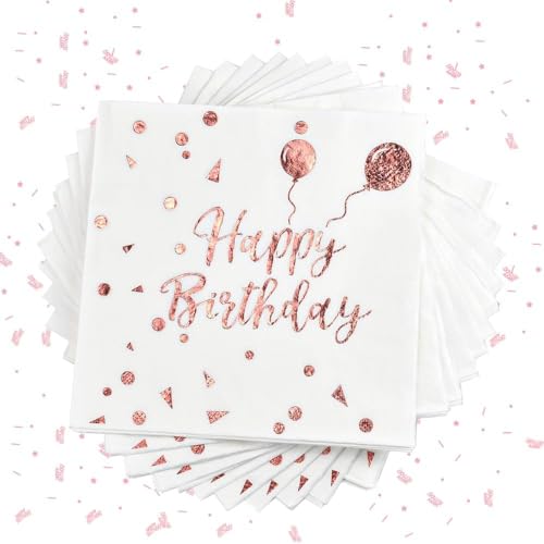 Frundoo 40 Stück Geburtstag Servietten Rote Luftballons Servietten Rote Tischdekoration Happy Birthday Ballons Erwachsene Kinder Papier Party Servietten 33 x 33 cm von Frundoo