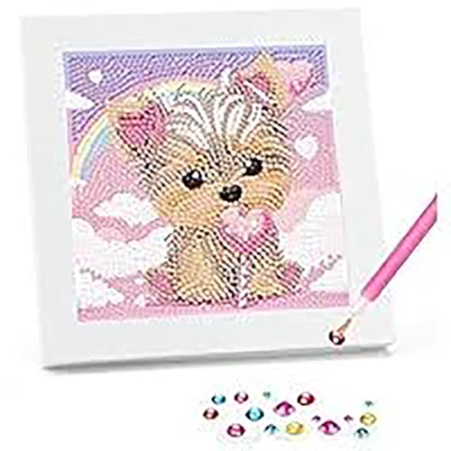 Frundoo Diamond Painting Kinder mit Holzrahmen,5D DIY Diamant Painting Kinder Mädchen Erwachsene,Diamond Painting Hund Set,Diamant Painting Bilder Arts Craft für Home Wand Décor von Frundoo