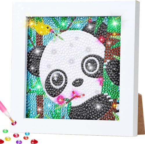 Frundoo Diamond Painting Kinder mit Holzrahmen,5D DIY Diamant Painting Kinder Mädchen Erwachsene,Diamond Painting Set,Diamant Painting Bilder Arts Craft für Home Wand Décor(Panda) von Frundoo