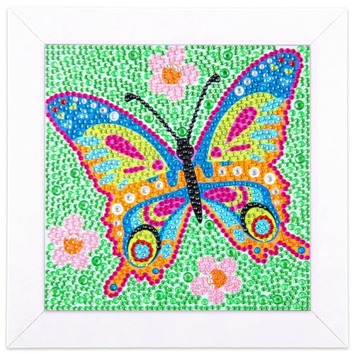 Frundoo Diamond Painting Kinder mit Holzrahmen,5D DIY Diamant Painting Kinder Mädchen Erwachsene,Diamond Painting Set,Diamant Painting Bilder Arts Craft für Home Wand Décor(Schmetterling) von Frundoo