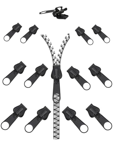 Reißverschluss Zipper, Frundoo Kunststoffe Reißverschluss Reparaturset, Abnehmbare Reißverschluss Zipper Pull Fixer Reißverschluss für Kleidung Tasche Gepäck Bettzug (12pcs) von Frundoo