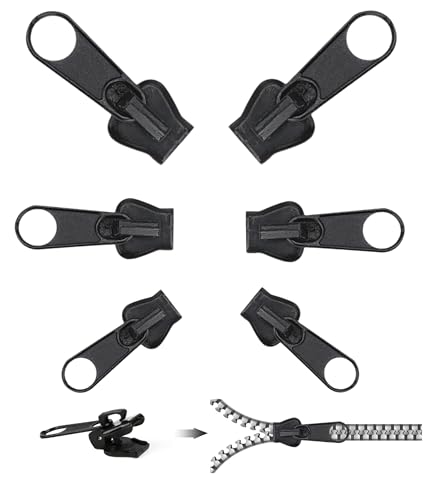 Reißverschluss Zipper, Frundoo Kunststoffe Reißverschluss Reparaturset, Abnehmbare Reißverschluss Zipper Pull Fixer Reißverschluss für Kleidung Tasche Gepäck Bettzug (6pcs) von Frundoo