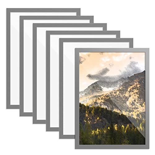 Frunimall Diamond Painting Rahmen,Diamond Painting Bilderrahmen 30x40 cm,Bilderrahmen Selbstklebend Magnetisch,Passepartout 30x40,Picture Frame für Poster,Gemälde,6PCS (21 * 30CM,Grau) von Frunimall