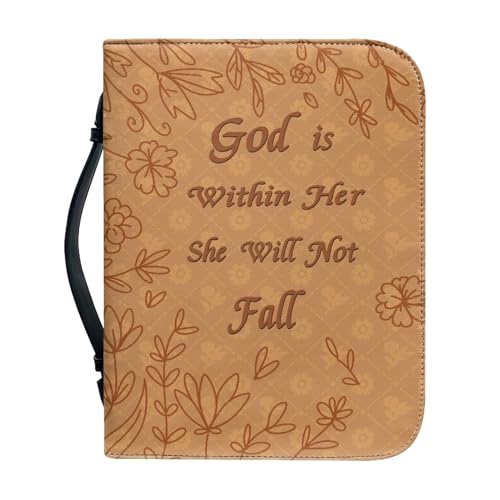 Bible Protective Cover, Pu Cover, Portable Leather Protector, Top Scratch-Resistant Design, Handle Book Bag For Most Books Zipper Closure, Secure Fit (Brown/medium), 1x von Fruusv