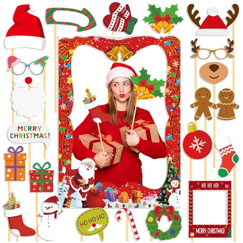 Christmas Photo Booth Props, Christmas Photo Backdrop, Santa Photo Booth Kit, Elk Christmas Props, Fun Selfie Posing Signs, Christmas Photobooth Kit, Christmas Sign Posing for Kid Adults von Fruusv