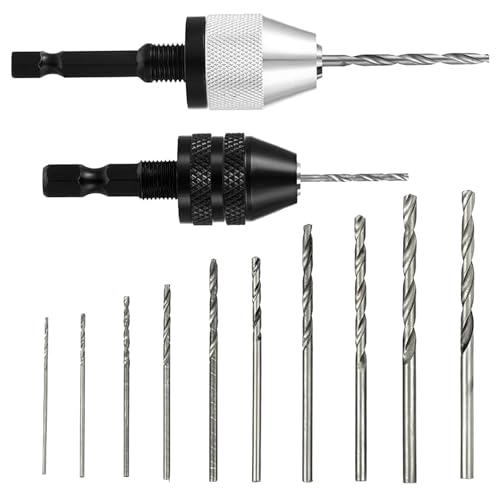 Drill Chuck Bit, Screwdriver Drill Adapter, Fast Change Drill Converter, Extension Drill Tools, Round-Shank Drill Bits, Power Tool Accessories, Quick Change Drill Chuck, 10 Piece Drill Set von Fruusv