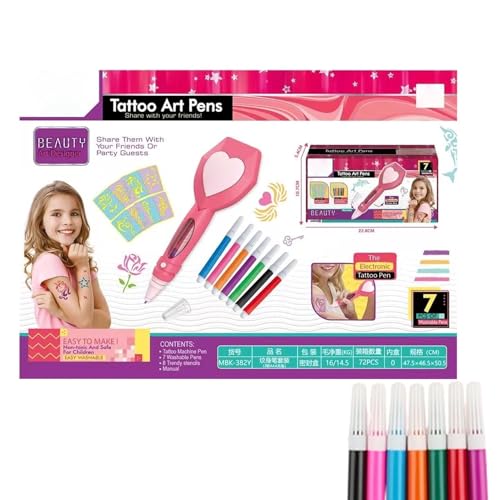 Fruusv Kids Toy Body Art Pens, Child Pretend Toy Paint Pens, Creative Girls Pretend Makeup Sets with Paint Stencils for Girls, Boys, Children, Kid, Washable Paint Pens for Fun Creative Play, Safe von Fruusv