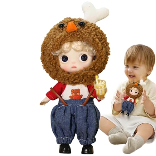 Fruusv Puppe mit Kugelgelenk,Anime-Puppe mit Gelenk - Fried Chicken Kopfbedeckung Spielzeug mit Kleidung Outfit | Fantasievolle Spielfiguren mit 3D-Augen-Sammlerstücken von Fruusv