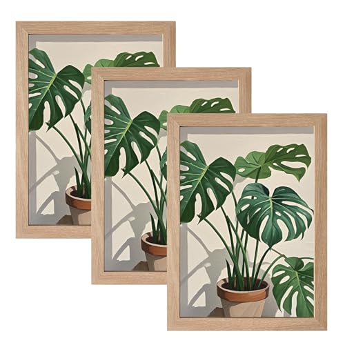 Fsahiuf 3pcs Bilderrahmen A4 Holzrahmen 21x30cm Holz Fotorahmen,Moderne Minimalistische Fotorahmen,Bilderrahmen, Tischschmuck, Fotowände(Holzfarbe) von Fsahiuf