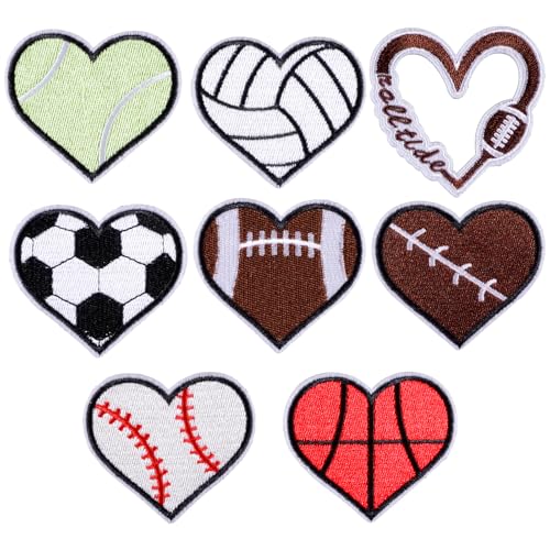 8 x herzförmige Sportball-Patches von Fsnjcz