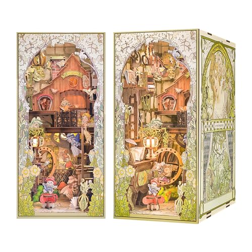 Fsolis DIY Book Nook Kit, Miniatur Puppenhaus Kit, 3D Holzpuzzle Buchstütze Gebäude Modellbausatz Kreative Buchecke Bücherregal Dekor Geschenke für Erwachsene und Jugendliche von Fsolis