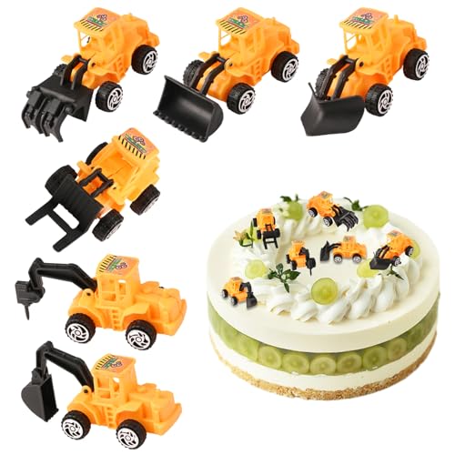 Kuchen Deko Bagger Baustelle 6-teiliges, Spielzeug Traktor Geburtstag Tortendeko für Kindergeburtstag Bagger, Metall Kunststoff Baustellenfahrzeuge Kuchen Deko für Junge Mädchen von Fsttre