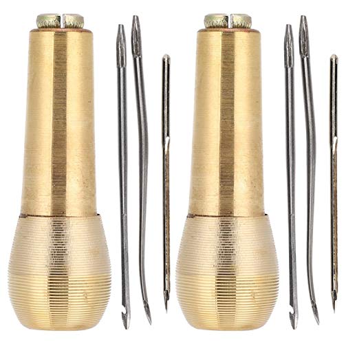 Nähen Ahle Leder Schuh Reparaturwerkzeug - 2 Set Kupfergriff Nähen Ahle Taper Leder Schuh Reparaturwerkzeug Leder Craft Needle Kit für DIY Nähen Reparatur Leinwand Leder von Ftory