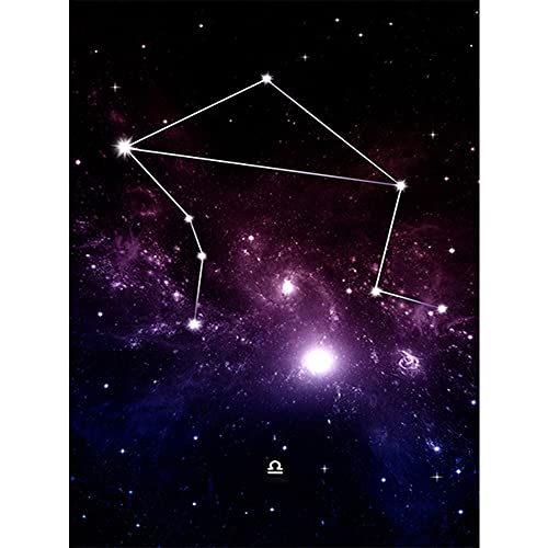 5D Diamond Painting DIY 12 Konstellation Sternbilder Vollbohrer Diamant Malerei Kreuzstich Rund Strass Mosaik Kit Bild Deko Geschenk 30x40cm (Waage) von FuMeiJiaJiaJu