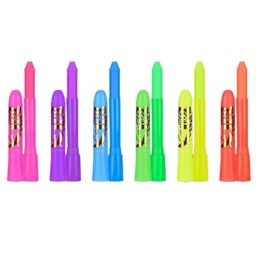 Fubdnefvo 12er-Pack Glow in The Dark Gesichts- und Körperfarbe Neon UV Fluoreszierende Wachsmalstifte Makeup-Set für Kinder und Erwachsene von Fubdnefvo