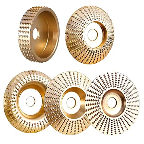 Fubdnefvo 5 STÜCKE Holzschleifen Polierscheibe Schleifen Holzschnitzwerkzeuge Schleifscheibenwerkzeug für Winkelschleiferbohrung (22 Mm) Gold von Fubdnefvo