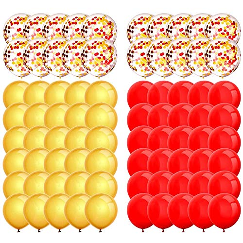 Fubdnefvo 80 StüCk Karnevals Ballons Konfetti Luft Ballons Weihnachts Luft Ballons (Gold, Rot) von Fubdnefvo