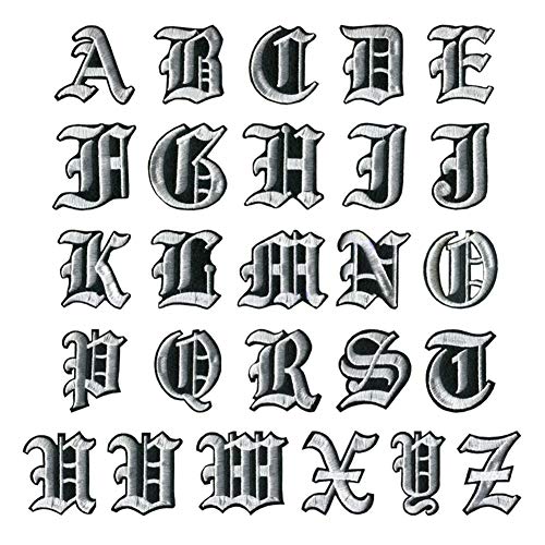 Fubdnefvo Englische Alphabet-Buchstaben, gemischt, bestickt, zum Aufnähen oder Aufbügeln für Kleidung von Fubdnefvo