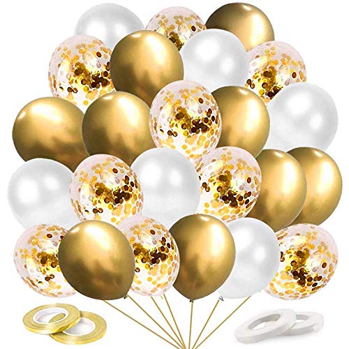 Fubdnefvo Gold Metallic Luftballons für Hochzeit Geburtstag Abschlussfeier Brautparty Babyparty Dekoration 60 PCS von Fubdnefvo