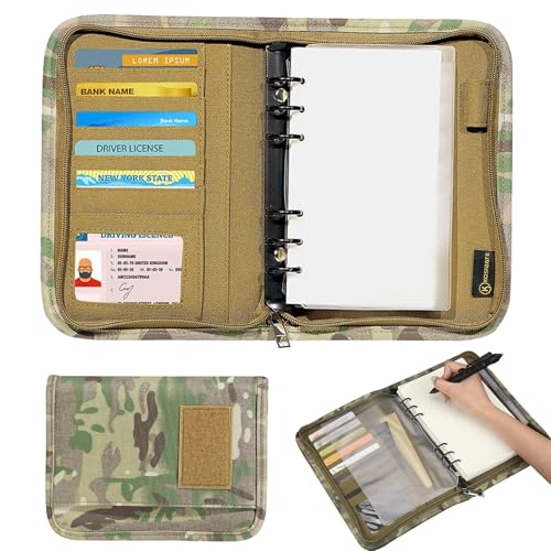 Militär Padfolio Ringbuch 80 Blatt,Taktische Portfolio Binder mit Reißverschluss,Wetterfest A6 Binder Notizbuch Ordner Portfolio für 6-Ringbuch-Organizer, Militär-Notizbuchhülle Militär Padfolio Ringbuch 80 Blatt,Taktische Portfolio Binder mit Reißverschluss,Wetterfest A6 Binder Notizbuch Ordner Portfolio für 6-Ringbuch-Organizer, Militär-Notizbuchhülle von Fuikupe