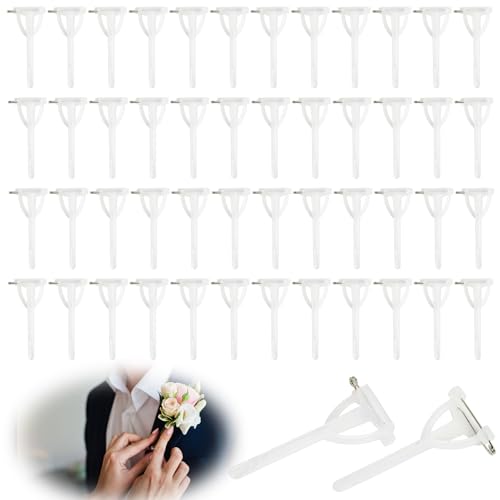 Anstecknadeln für Ansteckblumen, 50 Stück, Kunststoff-Boutonnieres, Sicherheitsnadeln, unsichtbar, dreieckig, Knopflochnadel mit T-förmigen Clips, Halter für Heimwerker, Hochzeit, Blumen, Bräutigam, von Fuitke