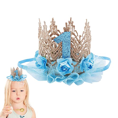 Fukamou Baby Mädchen Krone Stirnband | Prinzessin Diademe Geburtstagskronen Für Mädchen,Party-Hut-Stirnband Für Mädchen Zum -Ersten Geburtstag, Geschenke, Fotografie-Requisiten von Fukamou