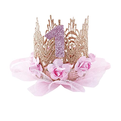 Fukamou Baby Mädchen Krone Stirnband | Prinzessin Diademe Geburtstagskronen Für Mädchen,Party-Hut-Stirnband Für Mädchen Zum -Ersten Geburtstag, Geschenke, Fotografie-Requisiten von Fukamou