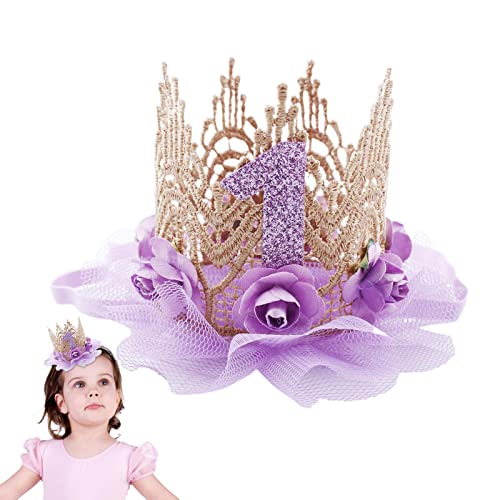 Fukamou Baby Mädchen Krone Stirnband | Prinzessin Diademe Geburtstagskronen Für Mädchen,Party-Hut-Stirnband Für Mädchen Zum -Ersten Geburtstag, Geschenke, Fotografie-Requisiten von Fukamou