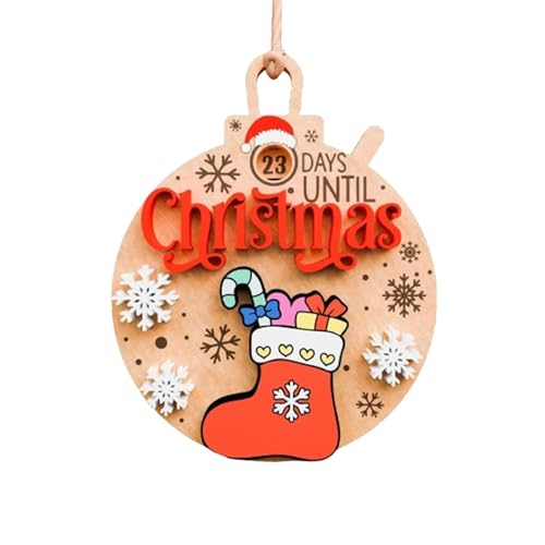 Fukamou Countdown-Weihnachtsbaumschmuck, Verschiebbarer Countdown Bis Weihnachten-Ornament - Holz-Weihnachtsdek-orationen, Rotierendes Adventskalender-Schild | Weihnachtsmann-Weihnachtskalender Für von Fukamou