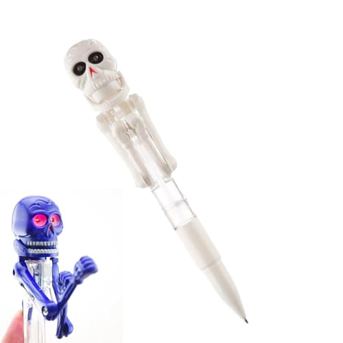 Fukamou Lustiger Skelett-Stift, Halloween-Skelett-Stift - Halloween Stift Lustiges Boxskelett Mit LED-Licht,Kugelschreiber Für Erwachsene Und -Kinder, Ergonomischer Griff Für Schlafzimmer, von Fukamou